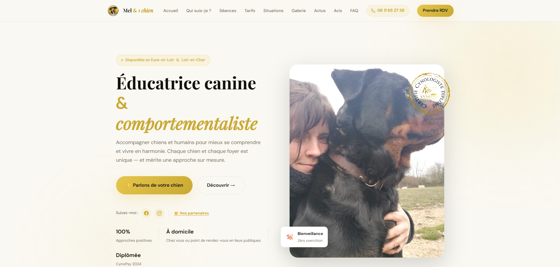 Site vitrine — Mel & 1 Chien
